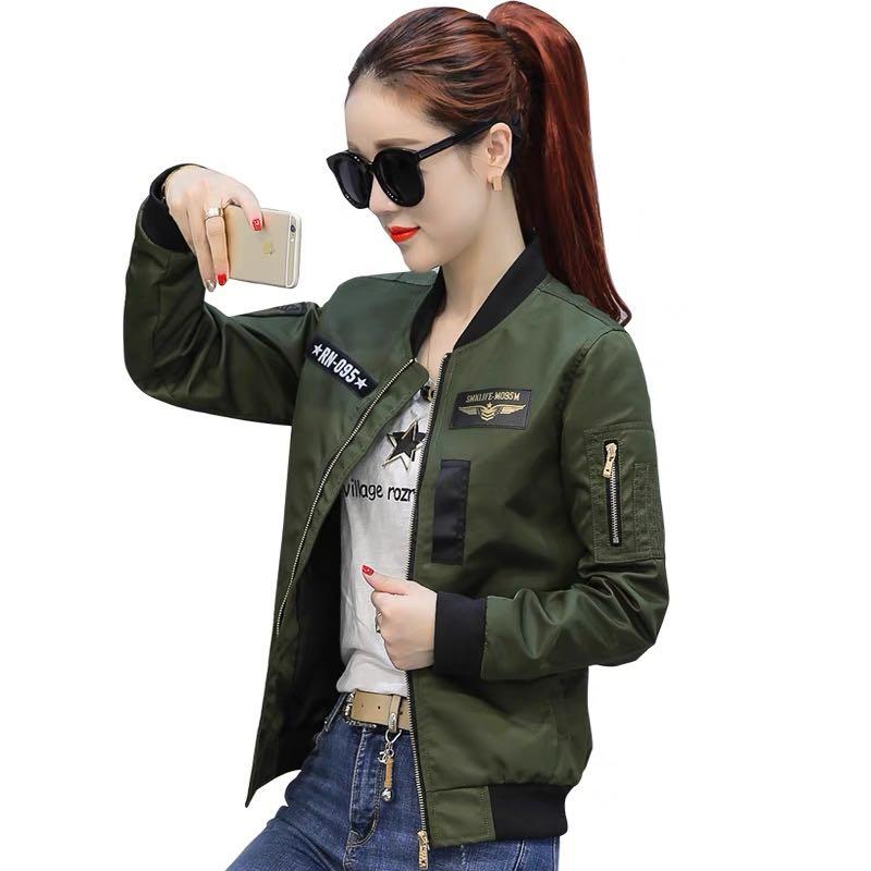 Green Bomber Jacket Army Air Force Style Women s Fashion Coats Jackets and Outerwear on Carousell