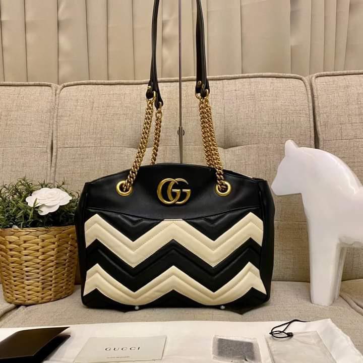 Gucci black and white sales marmont bag