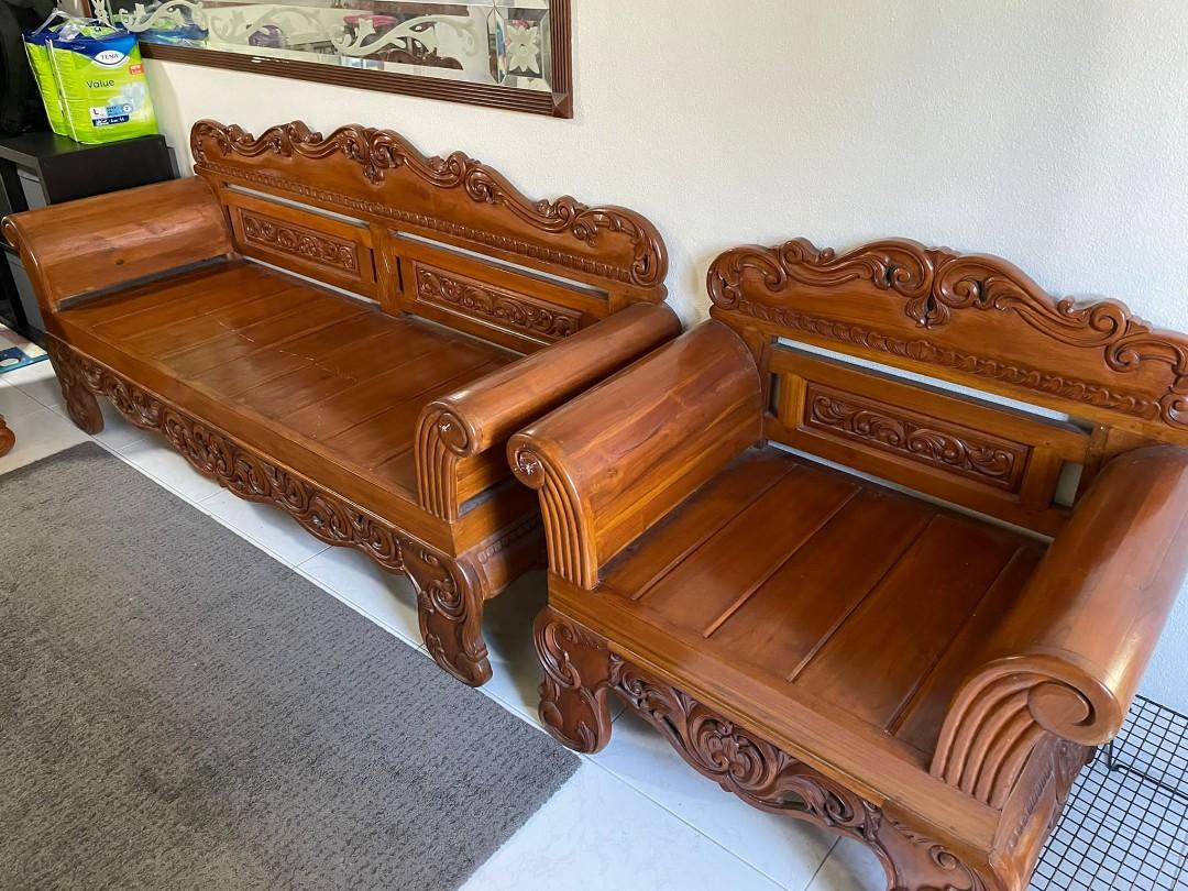 Heavy wooden sofa 2024 set