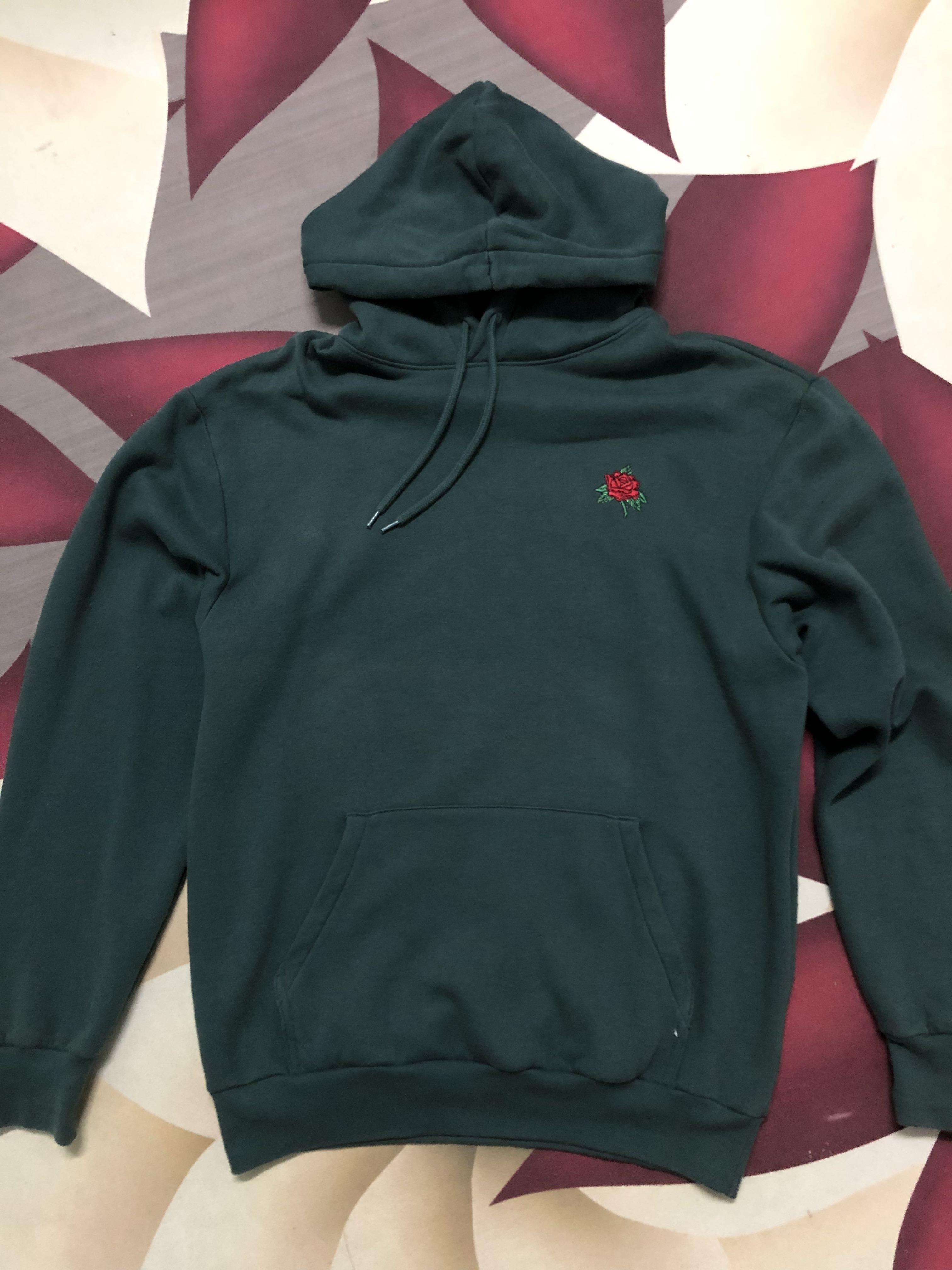 Green hoodie clearance with rose h&m