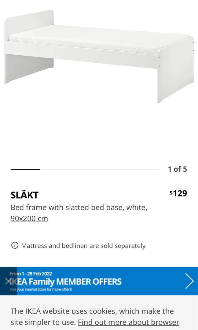 IKEA New Bed 90*200 Slakt, Furniture & Home Living, Furniture, Bed