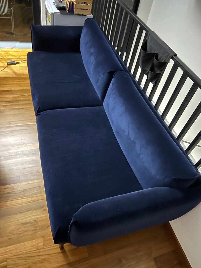 Ikea Blue Velvet Sofa Applaryd, Furniture & Home Living, Furniture