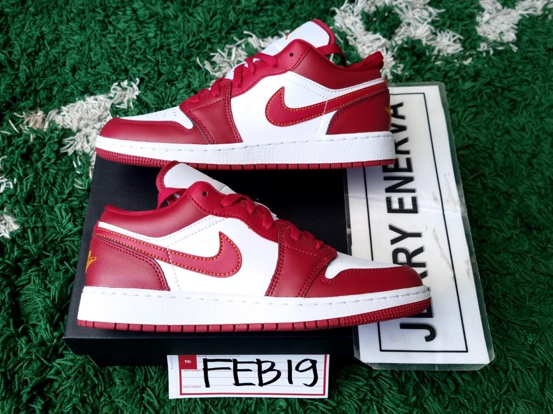 Jordan 1 Low Cardinal Red (GS), Women's Fashion, Footwear