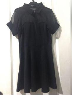 PREPPY TEXTURED LITTLE BLACK DRESS