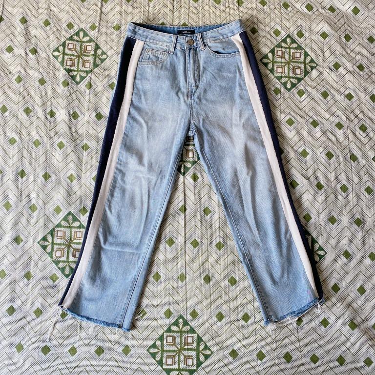White side clearance stripe jeans womens