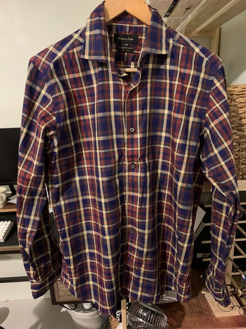 Massimo Dutti Original Checquered Plaid Formal Shirt, Men's Fashion ...