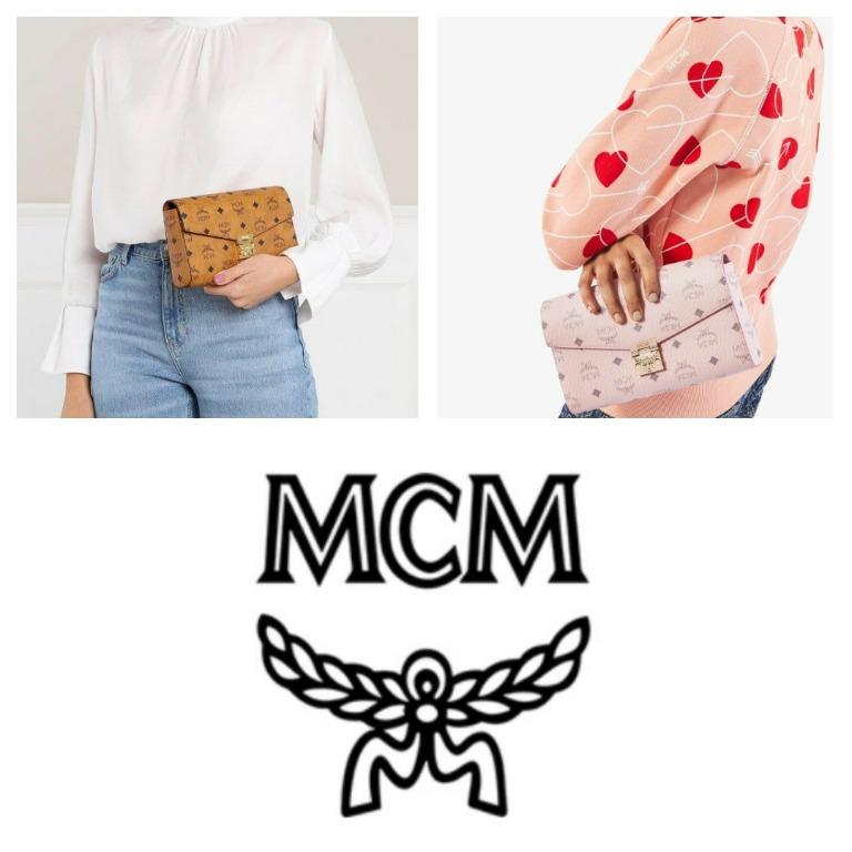 Mcm millie top zip shoulder bag in visetos sale