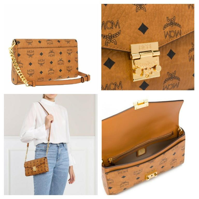 Mcm millie medium top zip cognac hotsell