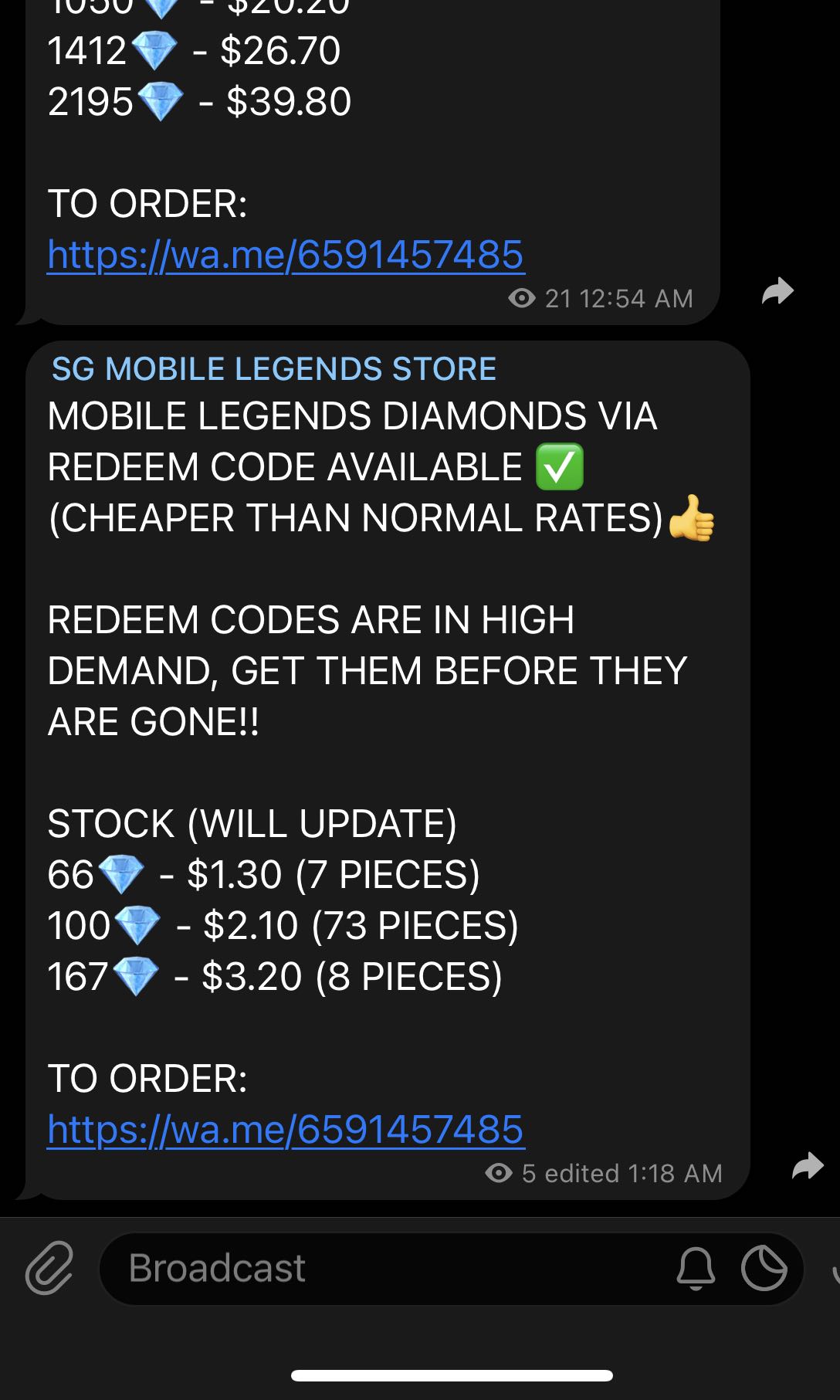 Redeem mobile code legends List of