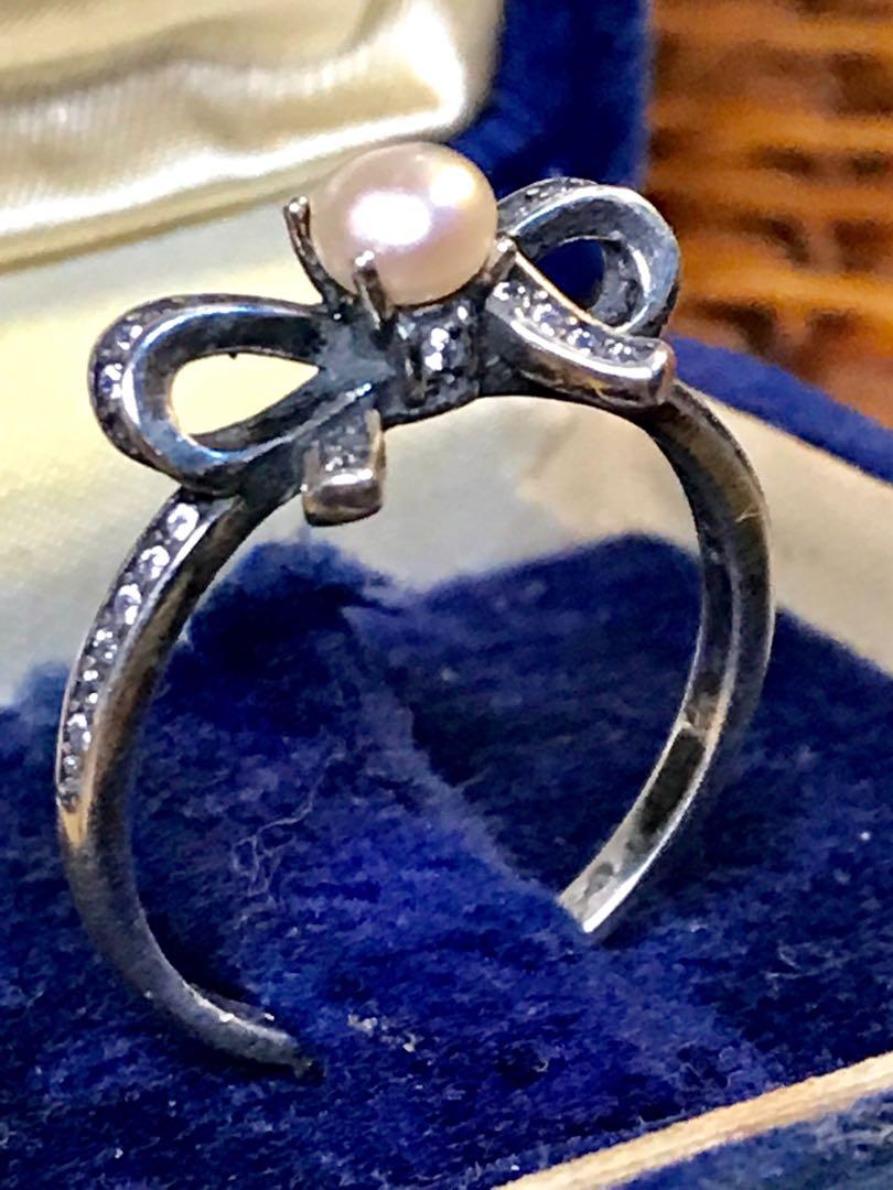 Pandora bow ring with pearl sale