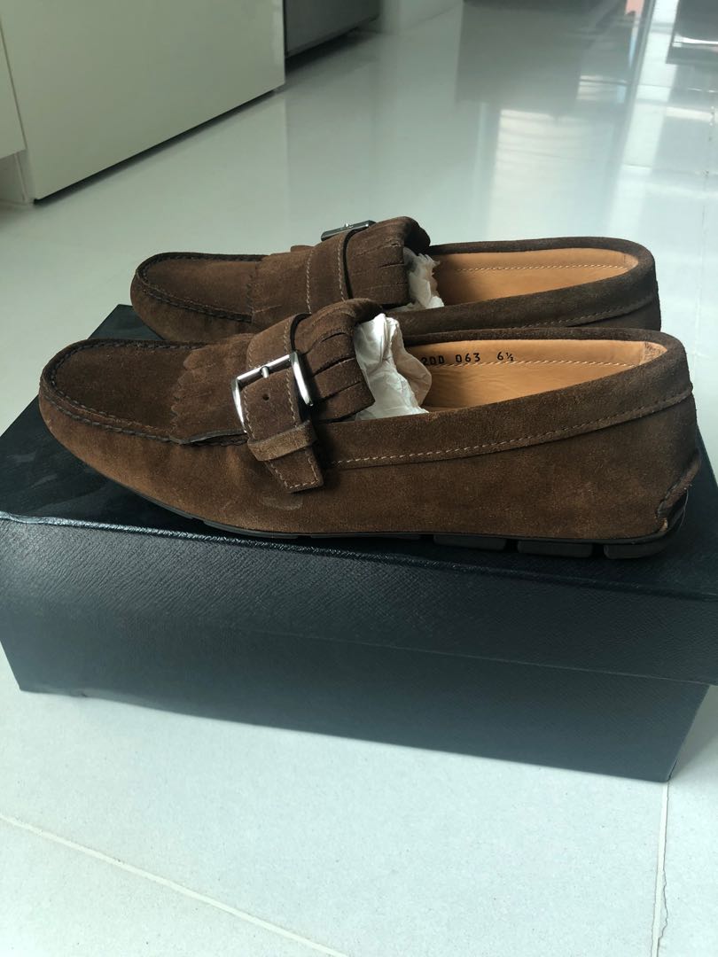prada suede loafer