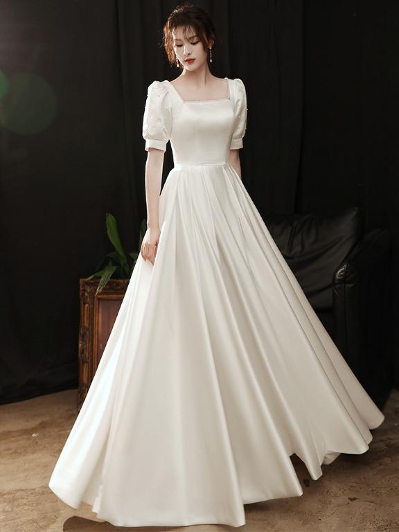 White prom top dress with sleeves
