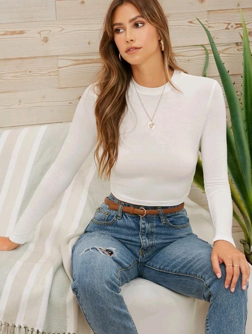 White fitted shop long sleeve