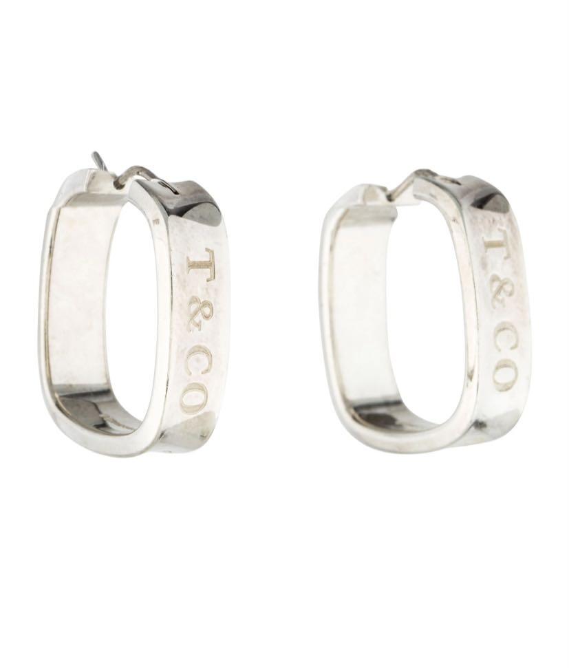Tiffany Co. 1837 Sterling silver square hoop earrings Women s