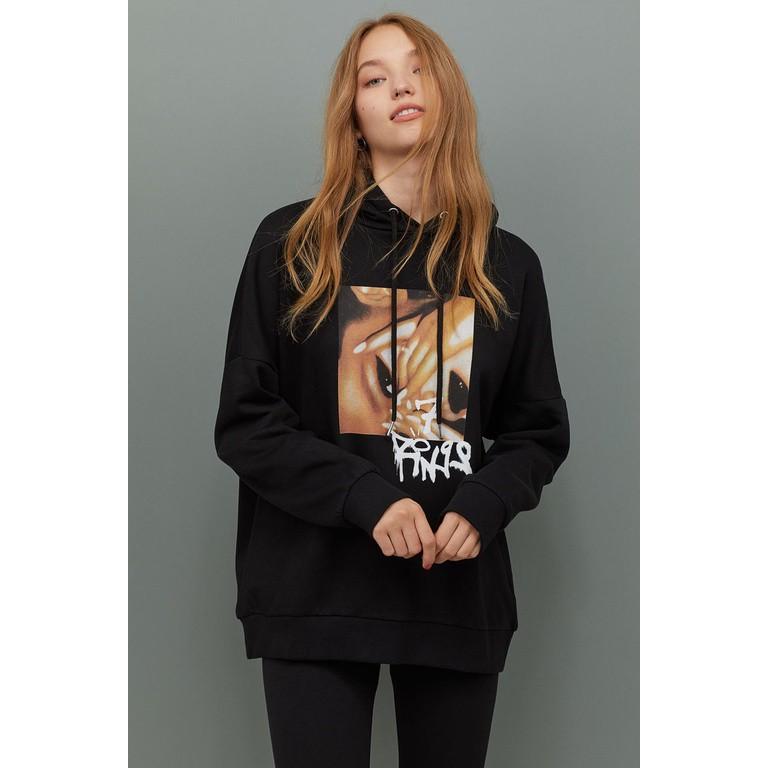 Ariana grande top black hoodie h&m