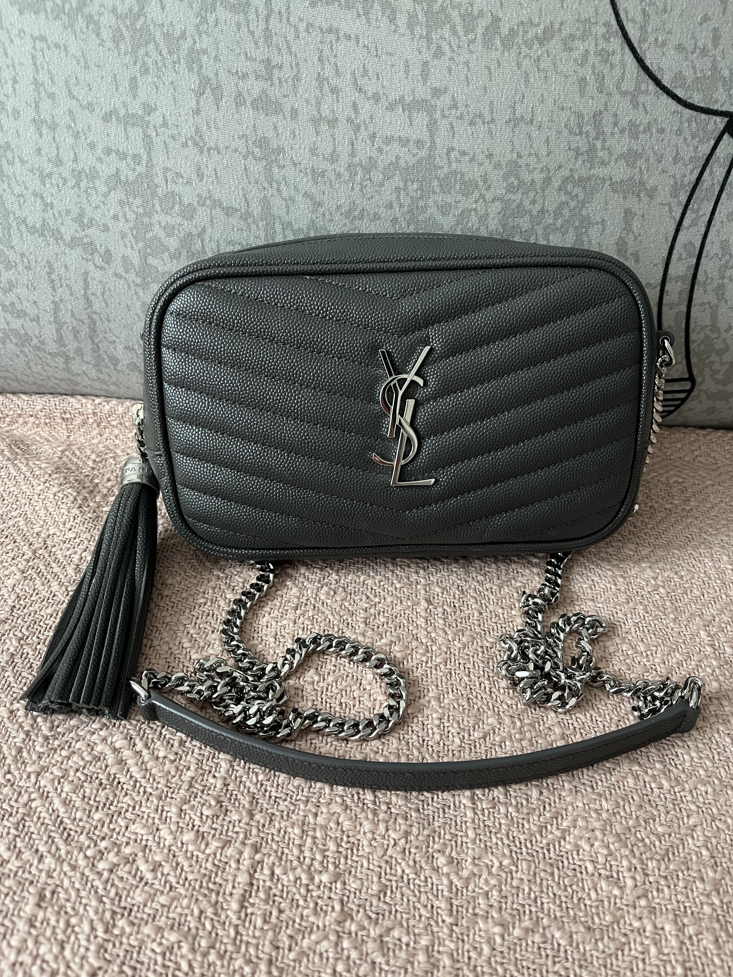 YSL SAINT LAURENT Mini Lou Camera Bag - Grey, Luxury, Bags & Wallets on  Carousell