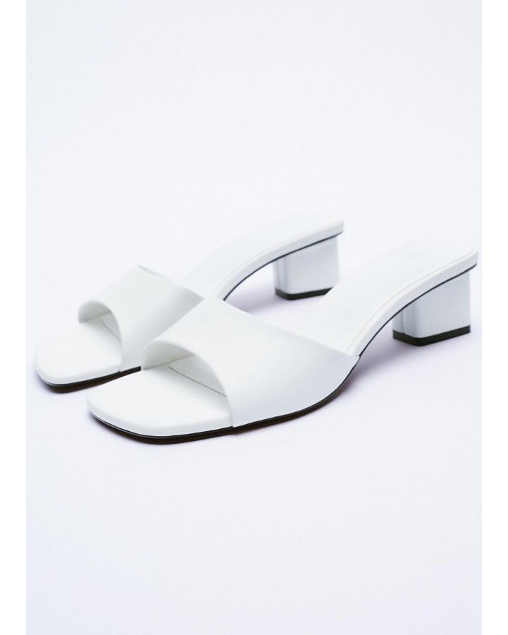 Zara white block heel cheap