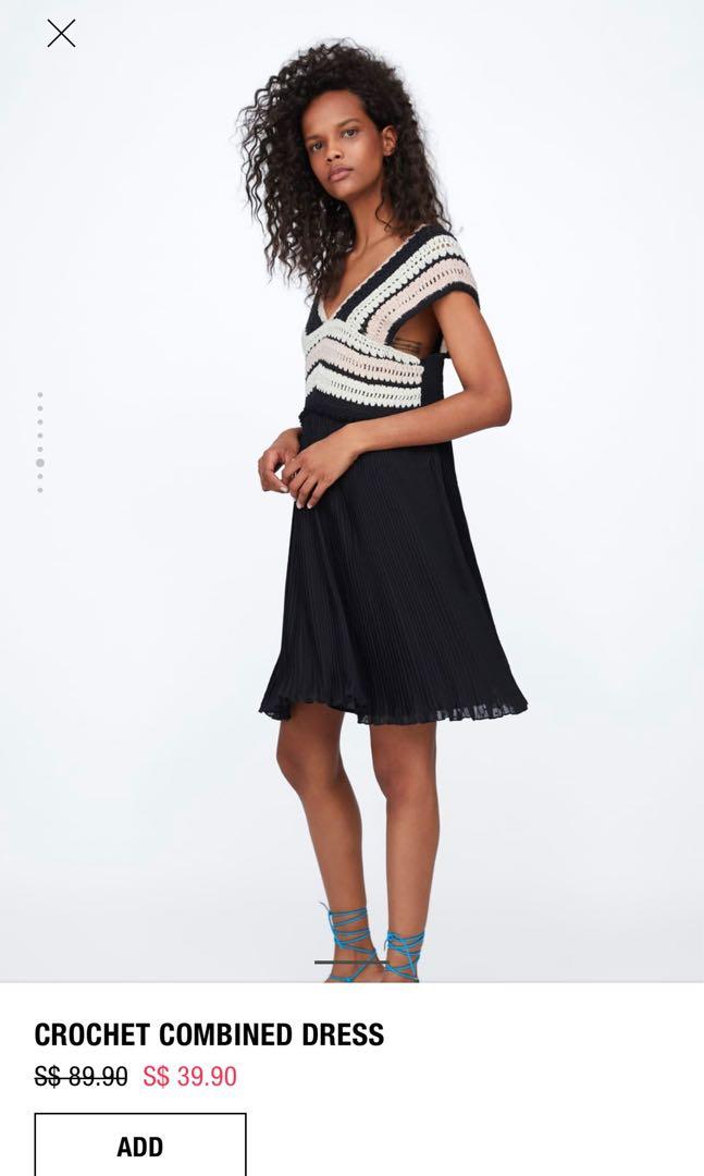Zara black crochet dress cheap