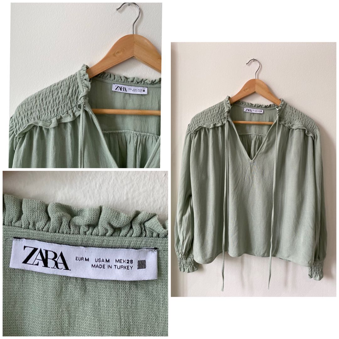 Mint green shop blouse zara