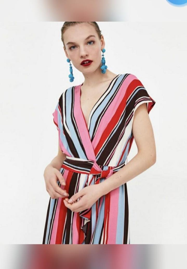 Zara striped wrap hotsell dress