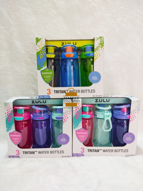 ZULU Tritan Water Bottle, 2 Pack 16 OZ