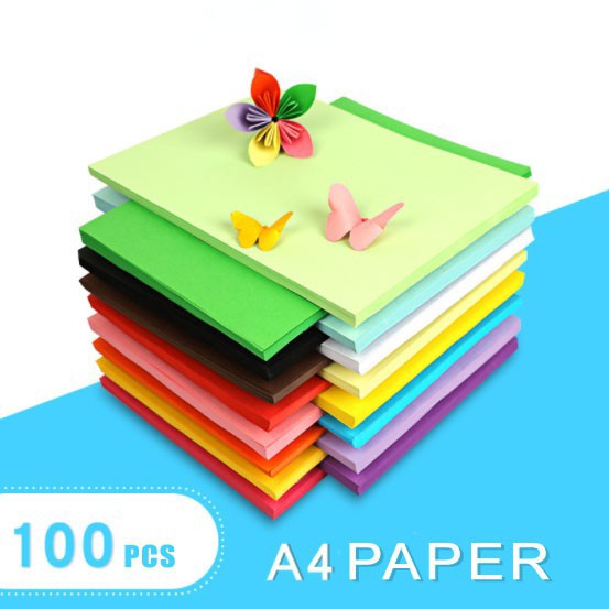 100pcs A4 Size Colored Paper, Hobbies & Toys, Stationary & Craft, Other Stationery & Craft on
