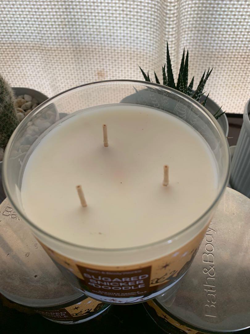 3 Wick Scented Candle/ BBW Sugared Snicker Doodle, Furniture & Home ...