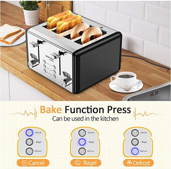 4 Slice Toaster w/ 6 Toast Setting for Various Bread Types not Oven, TV