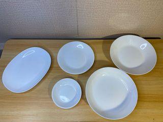 5 pcs Plain White Arcopal and Corelle Bundle Plate Set T087