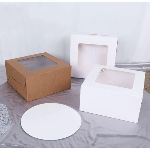 5pcs Window Cake Box 10x10x5inch (Category: Storage Boxes & Baskets) located in Malabon City. Submitted by heyitskhen (Listing ID 1141217645, Image 2). Description: 5pcs per pack 10x10x5inch color: brown and white 260 pesos 5pcs white board liner-100 pesos.
