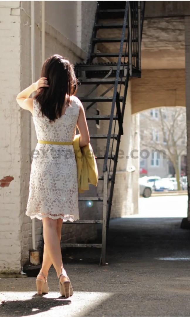 vintage lace wedding dresses Vintage Bohemian Cap-Sleeve Lace Empire Wedding Dress main image 0