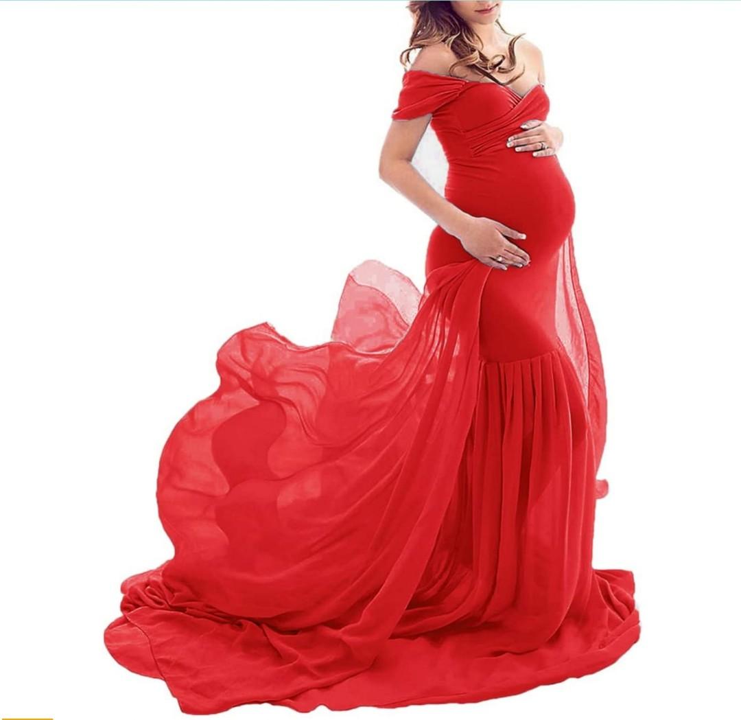 Red outlet chiffon dress