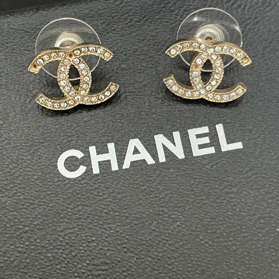 Chanel  CC Earings  Black  Gold  All The Dresses