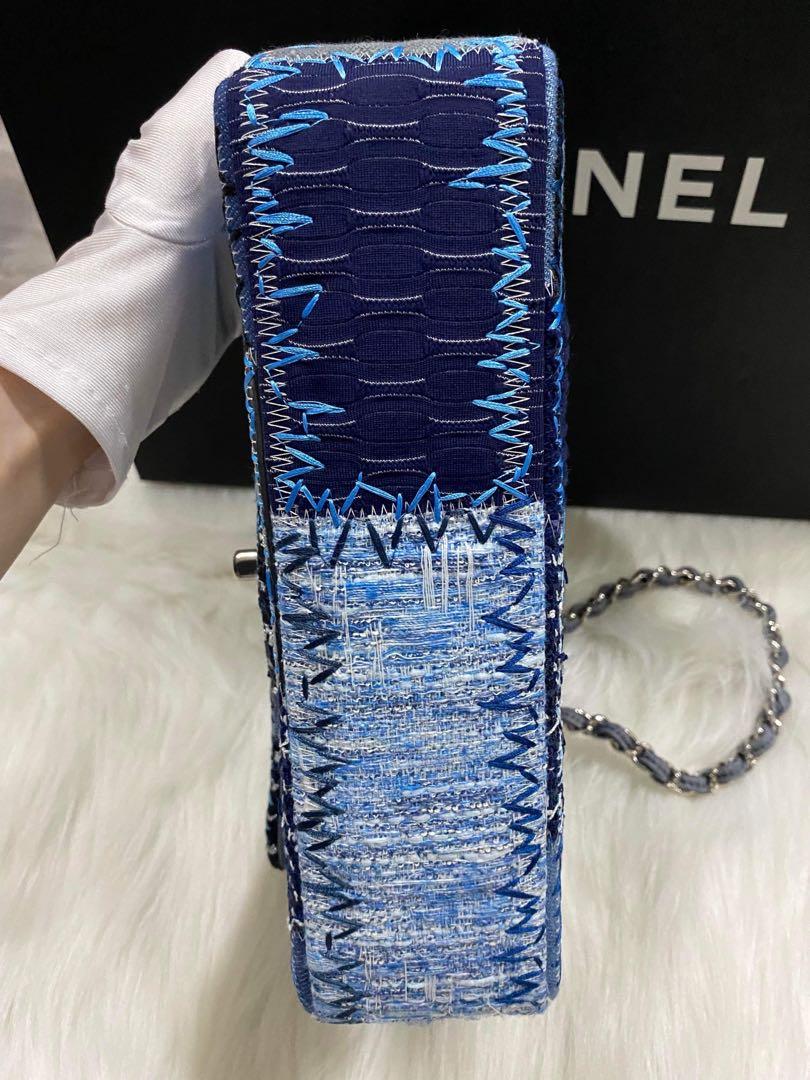 Chanel Patchwork Denim Jumbo Classic Single Flap Bag - Blue