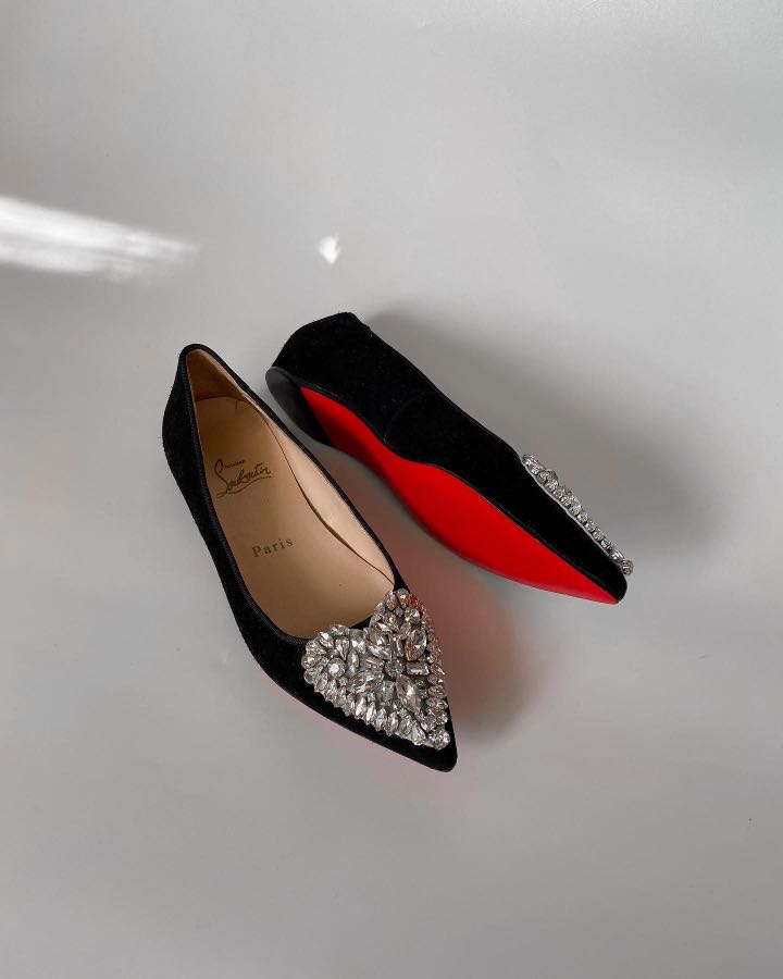 red bottom flat shoes