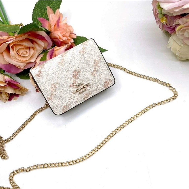 Coach Mini Wallet With Horse And Carriage Dot Print C4477 Cream