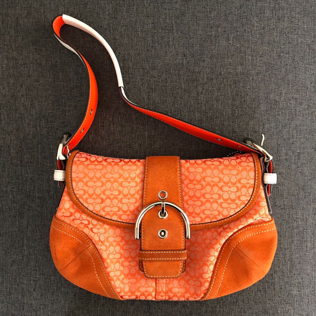 Coach Signature Soho Flap Buckle Shoulder Handbag 6818 Purse Orange,  Women's Fashion, Bags & Wallets, Shoulder Bags on Carousell