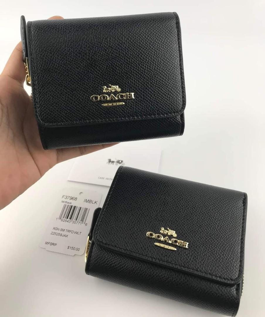 coach black trifold wallet