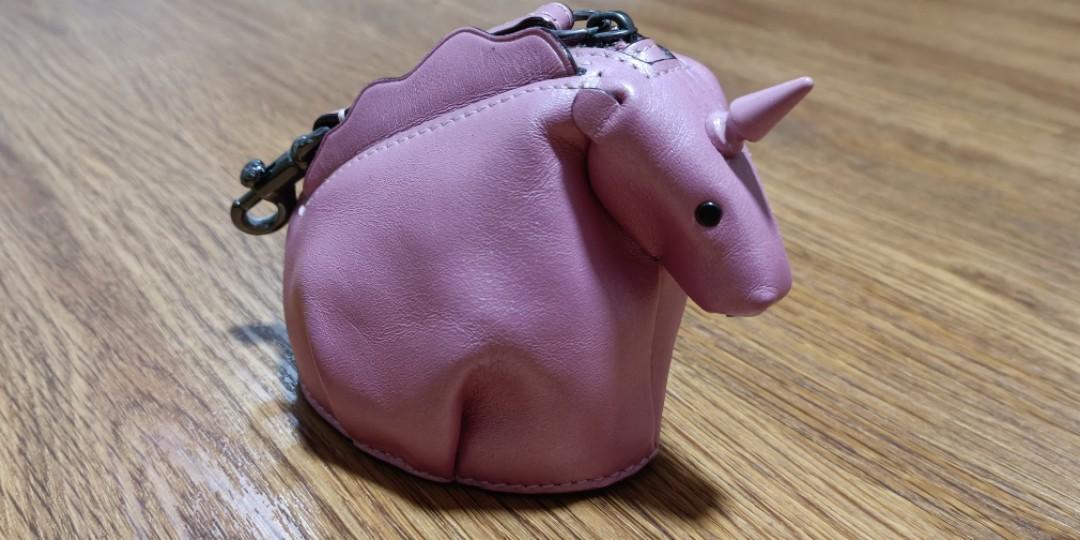 Coach unicorn coin purse pink