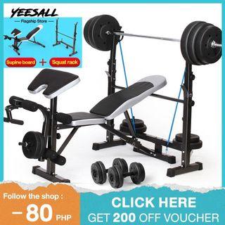 COD - Yeesall Multifunctional Bench Press Weightlifting Bed Oblique Push-Up and Sit-Up Barbell