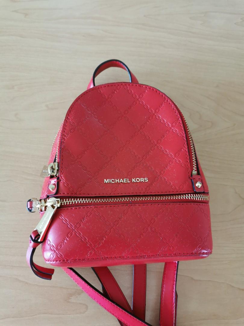 Michael kors red mini backpack store