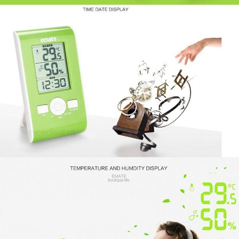 Emate Home Hotel Bathroom Temperature Sensor Electronic Digital Clock