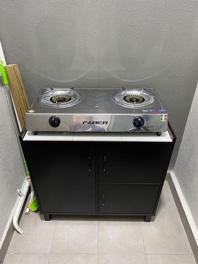 Faber 2 burner gas stove + gas, TV & Home Appliances, Kitchen