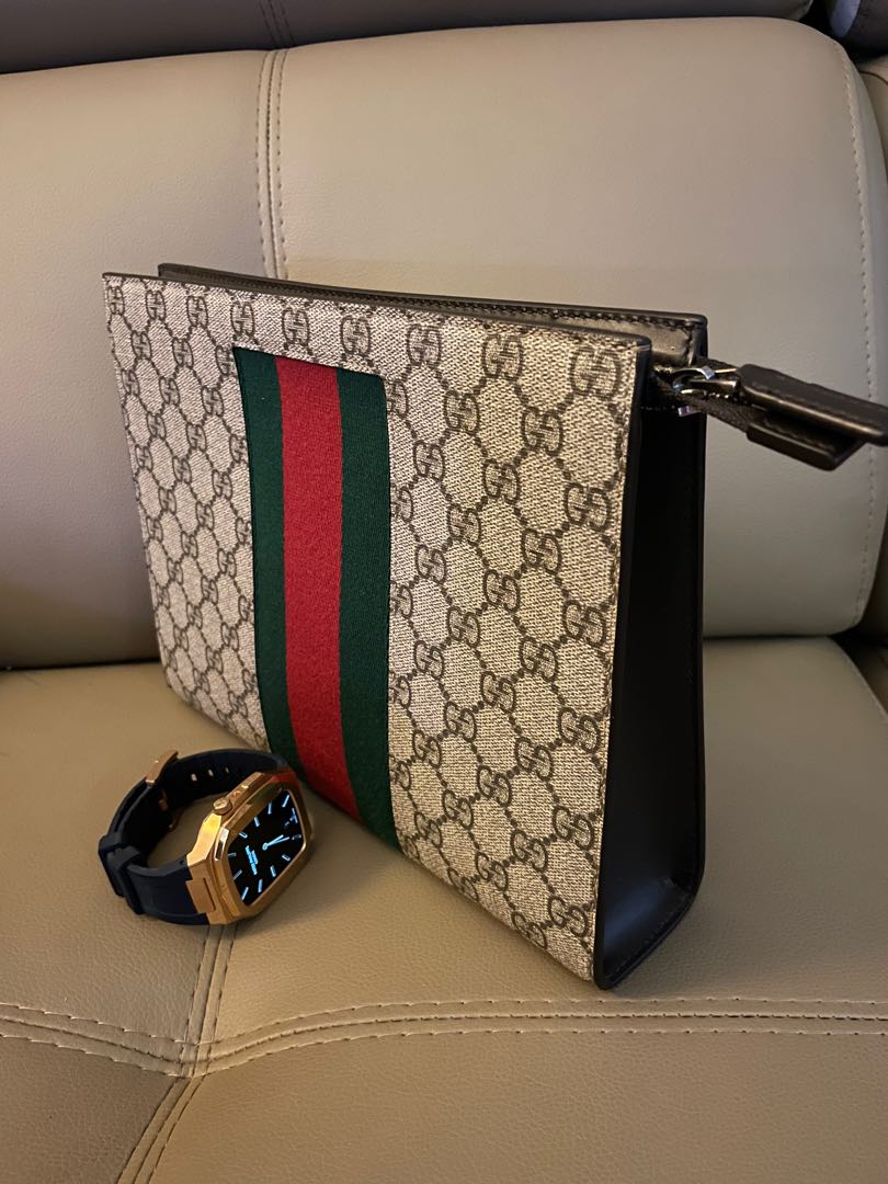 Gucci gg supreme web pouch on sale