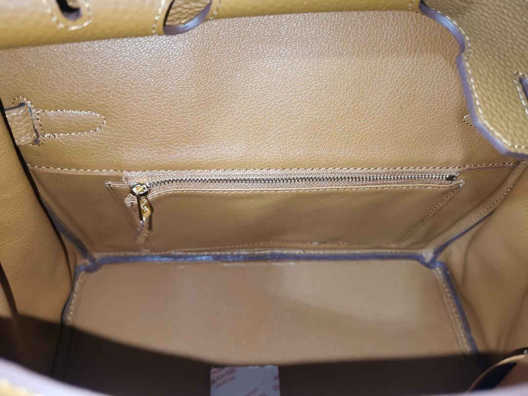 Hermès - Hermès Birkin 30 Togo Leather Crocodile Handle Handbag-Gold Silver Hardware