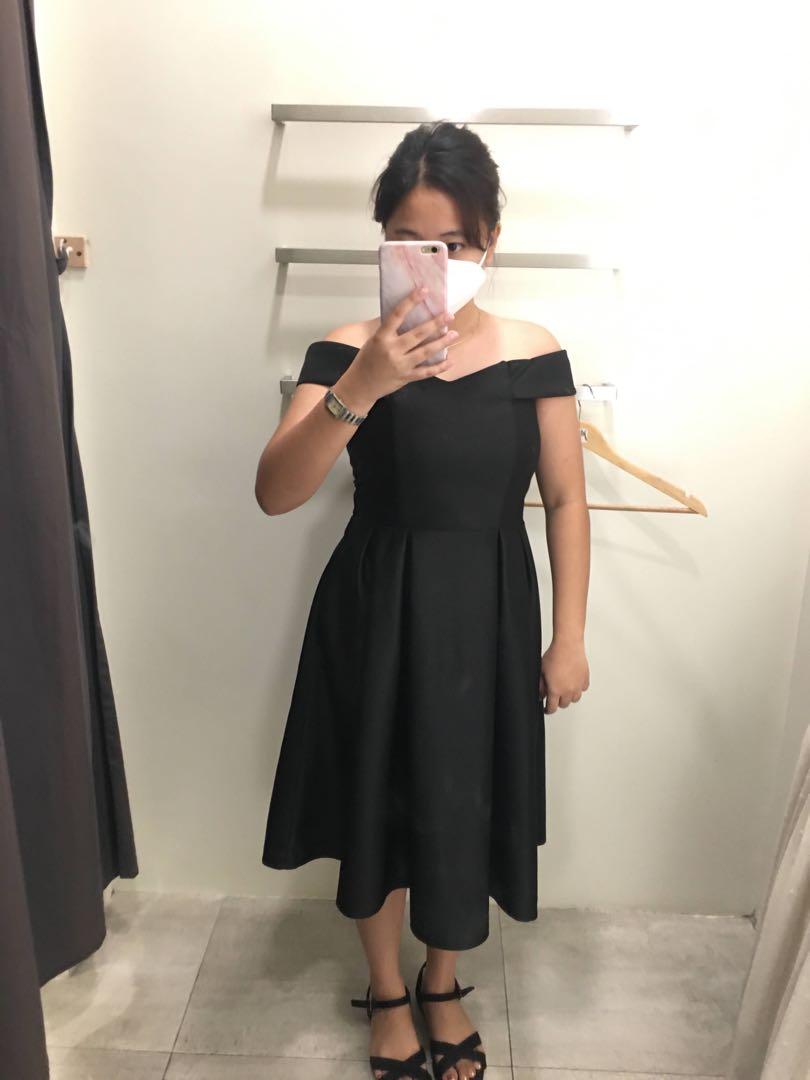HUG Classy Black A LINE SEMI Formal Cocktail Knee Length Off