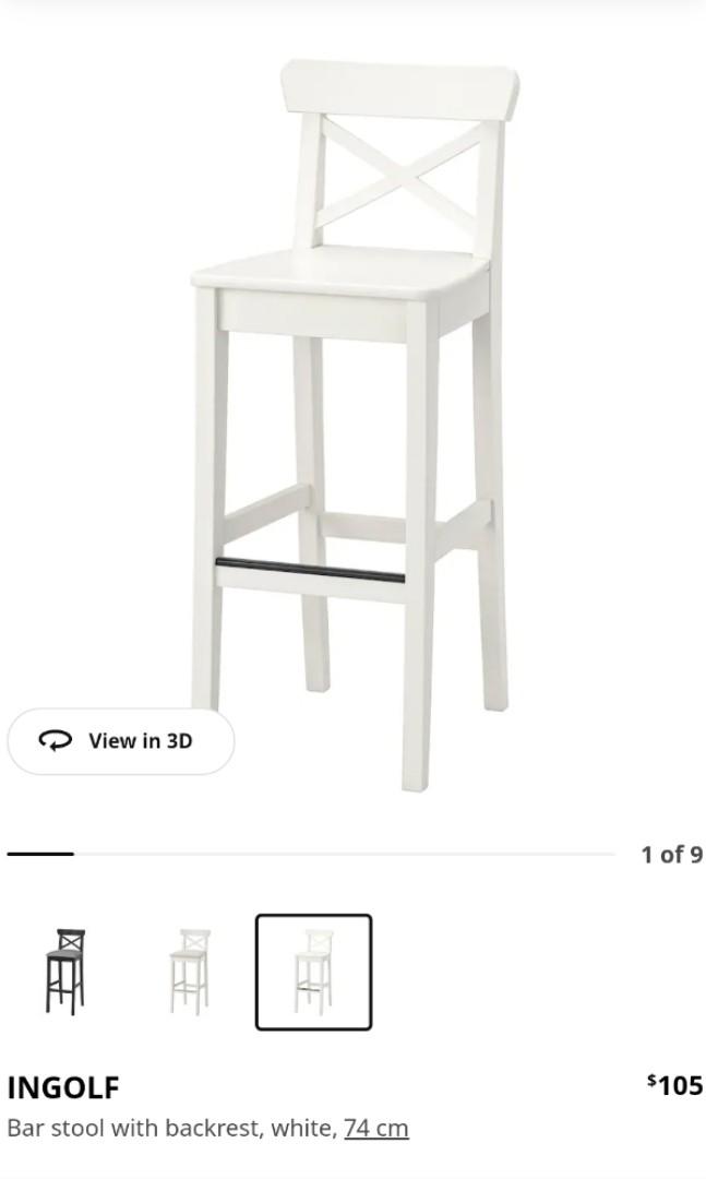 Ikea Bar Stool White, Furniture & Home Living, Furniture, Chairs on