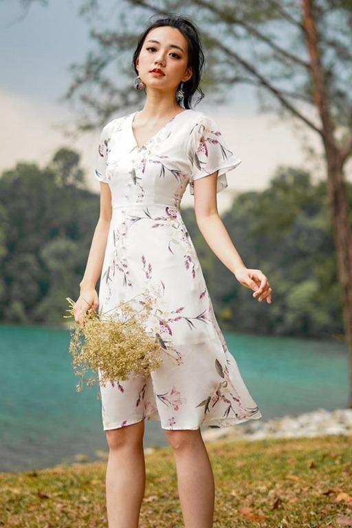 Floral button deals midi dress