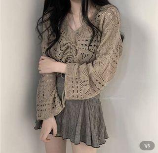 knitted khaki cardigan