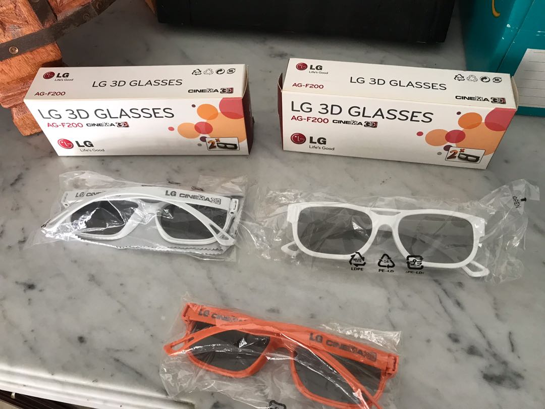 Orange and White & FREE Cleaning Cloth of LG Cinema 3D Glasses AG-F200 4 Pairs 2 Boxes